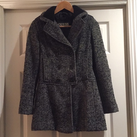 Guess Jackets & Blazers - Guess long wool tweed Peacoat size XS